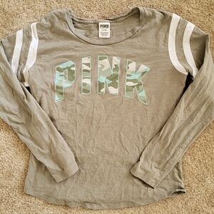 PINK Victoria's Secret Gray Long Sleeve Tee